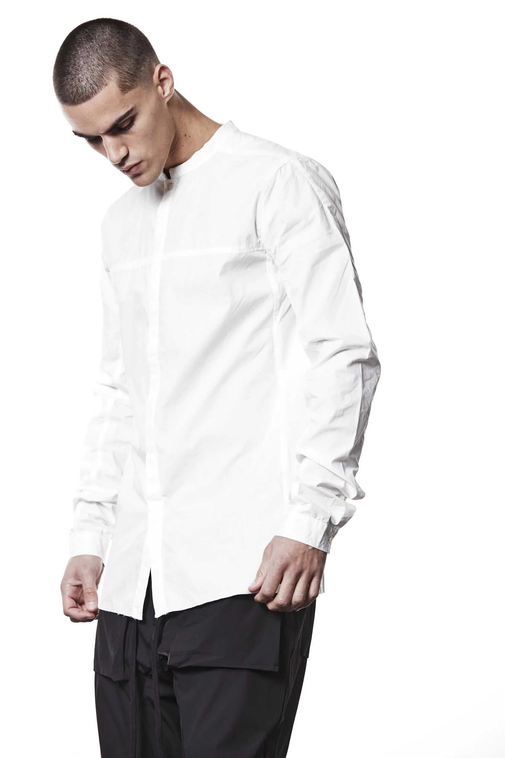 White Stand Up Collar Shirt MH 177 - Image 3