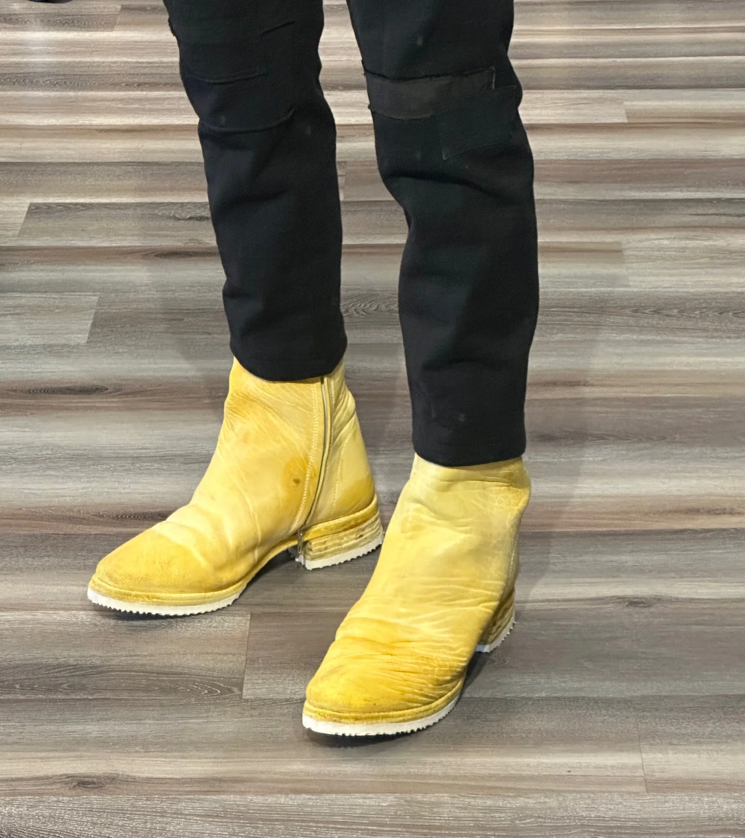 Yellow One Piece Object Dyed Culatta Horse Leather Side Zip Boots by Carol Christian Poell - Image 11
