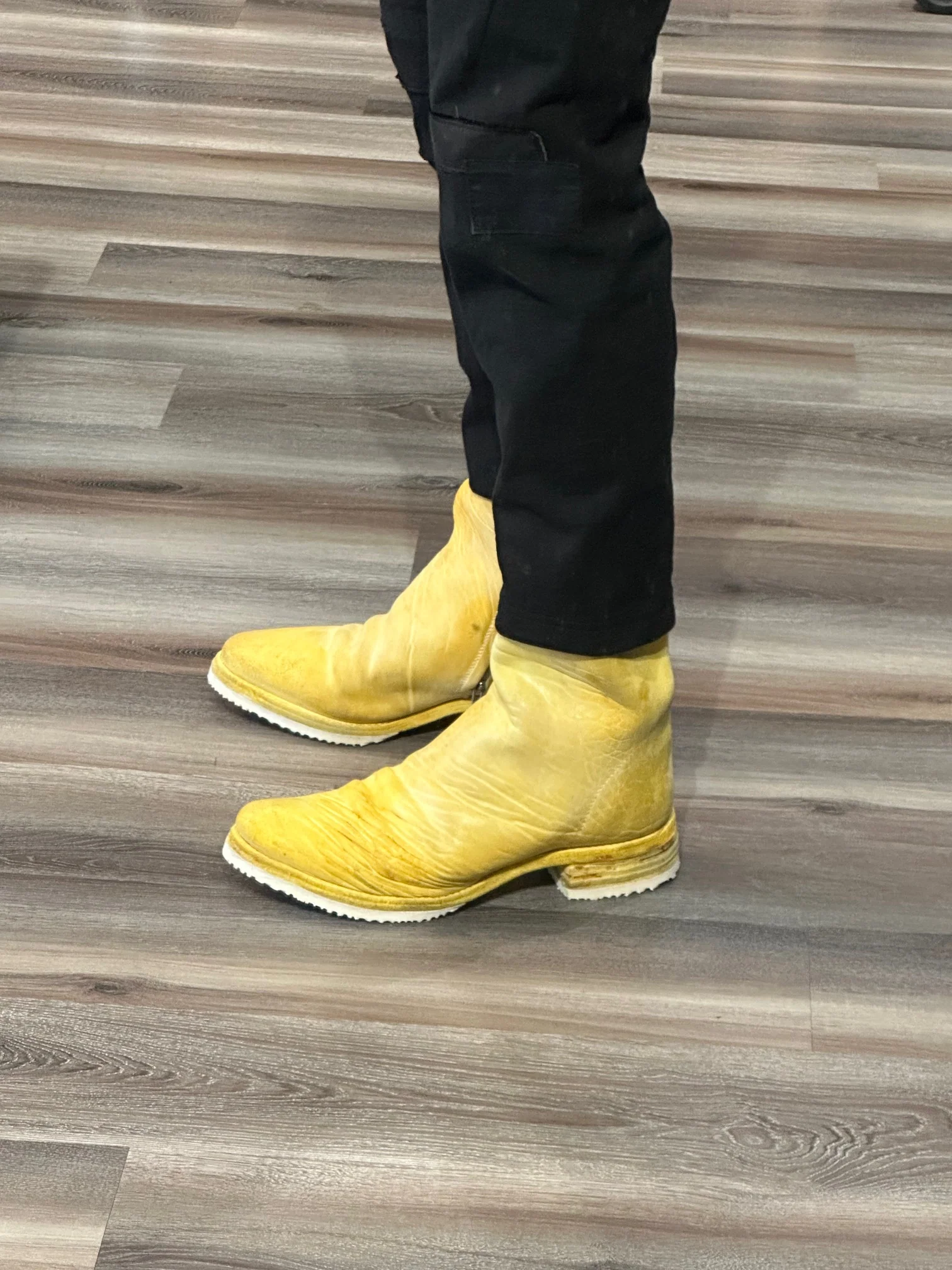 Yellow One Piece Object Dyed Culatta Horse Leather Side Zip Boots by Carol Christian Poell - Image 12