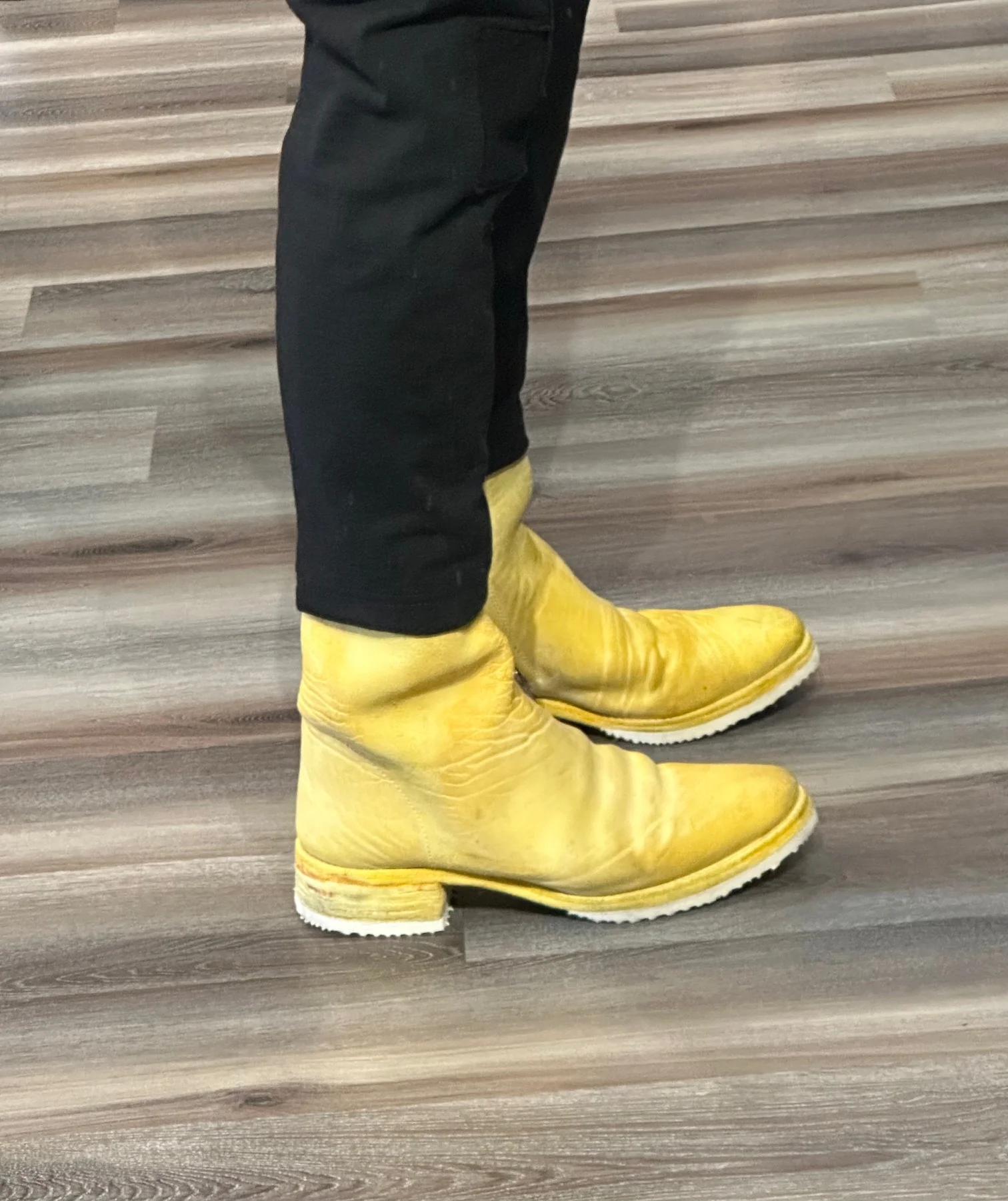 Yellow One Piece Object Dyed Culatta Horse Leather Side Zip Boots by Carol Christian Poell - Image 13