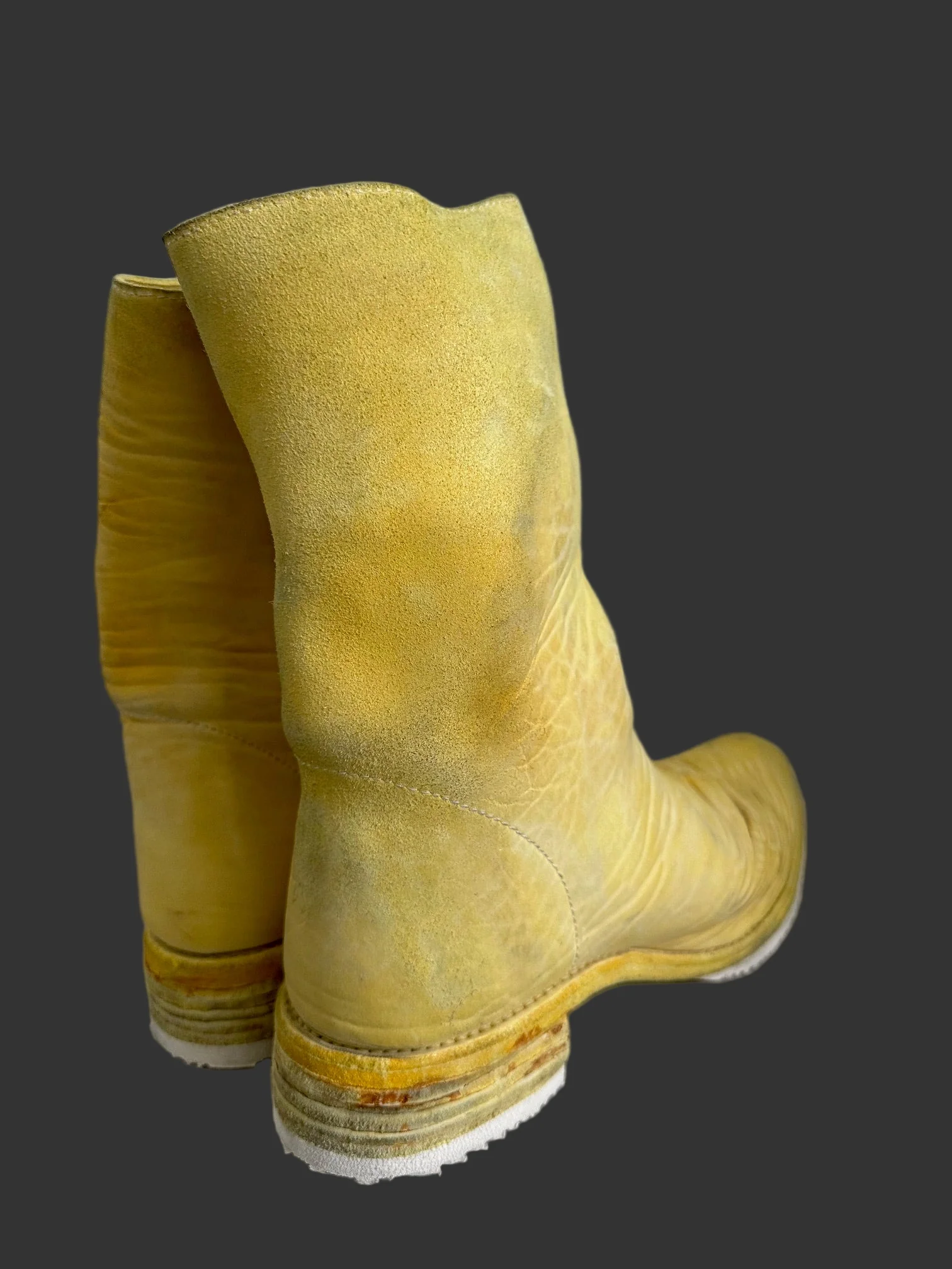 Yellow One Piece Object Dyed Culatta Horse Leather Side Zip Boots by Carol Christian Poell - Image 4