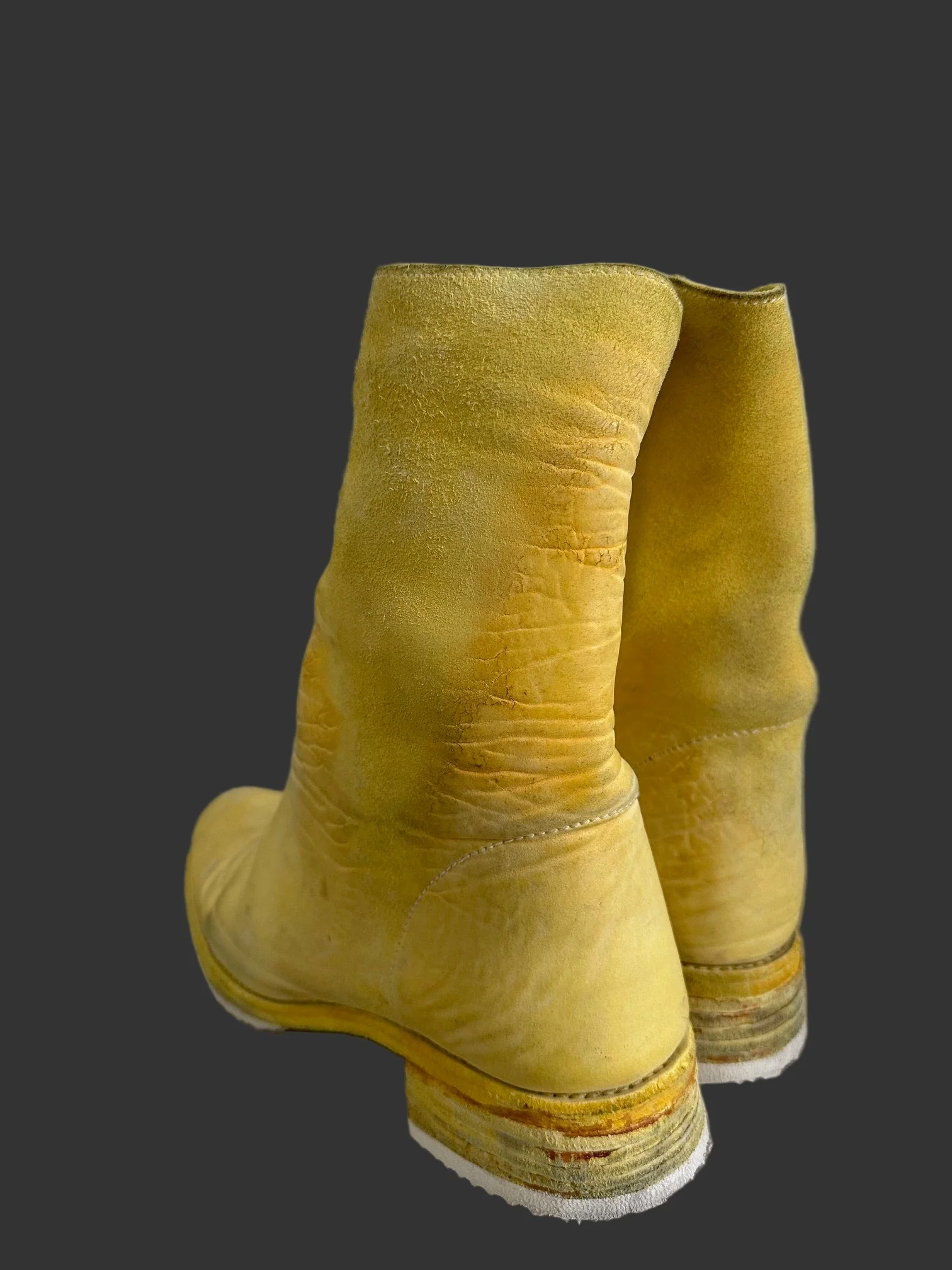 Yellow One Piece Object Dyed Culatta Horse Leather Side Zip Boots by Carol Christian Poell - Image 6